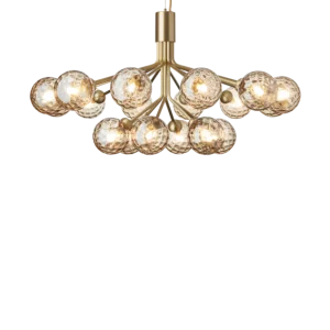 Apiales 18 ljuskrona, brushed brass / optic gold • NUURA