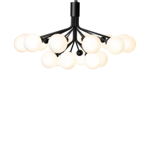 Apiales 18 ljuskrona, satin black / opal • NUURA