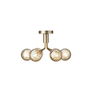 Apiales 6 Ceiling ljuskrona, brushed brass / optic gold • NUURA