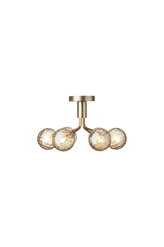 Apiales 6 Ceiling ljuskrona, brushed brass / optic gold • NUURA