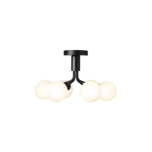 Apiales 6 Ceiling ljuskrona, satin black / opal • NUURA