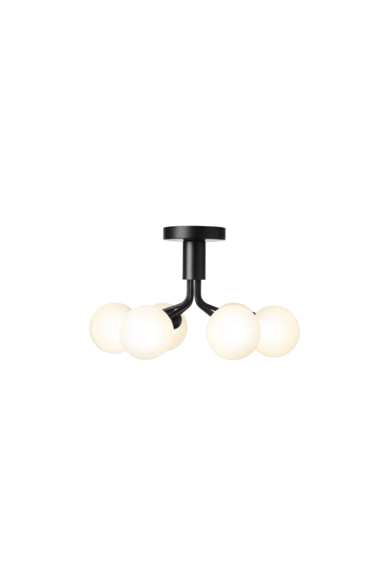 Apiales 6 Ceiling ljuskrona, satin black / opal • NUURA