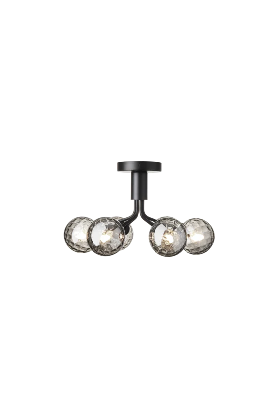 Apiales 6 Ceiling ljuskrona, satin black / optic smoked • NUURA