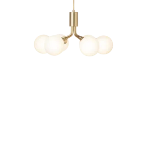 Apiales 6 ljuskrona, brushed brass / opal • NUURA