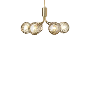 Apiales 6 ljuskrona, brushed brass / optic gold • NUURA