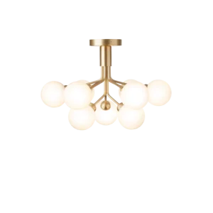 Apiales 9 Ceiling ljuskrona, brushed brass / opal • NUURA
