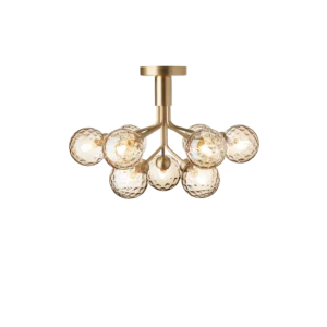 Apiales 9 Ceiling ljuskrona, brushed brass / optic gold • NUURA