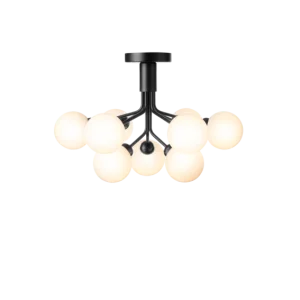 Apiales 9 Ceiling ljuskrona, satin black / opal • NUURA